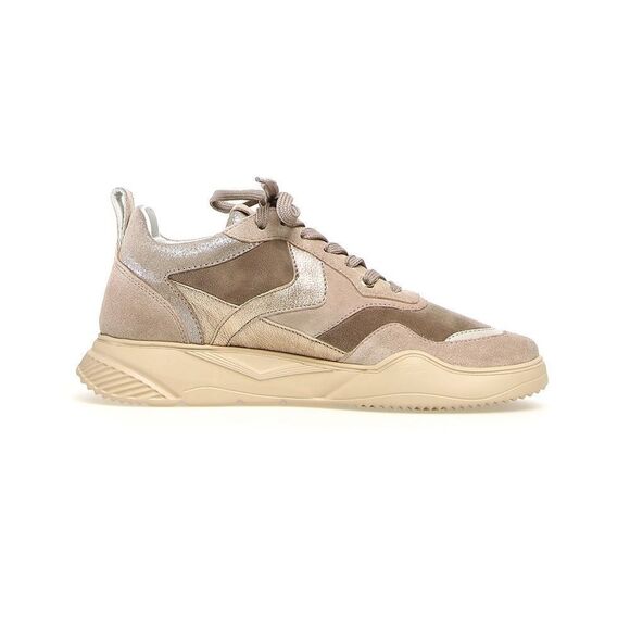VOILE BLANCHE Joshee Low Top Suede Print Fabric Dove Beige Sneakers | 7 38 - Picture 1 of 6